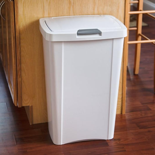TRASH CAN WITH LID 13 GAL BL.