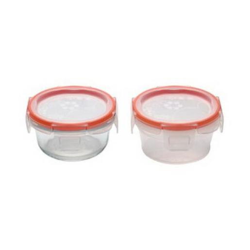 SET OF 2 ROUND PLASTIC/VINE CONTAINERS.