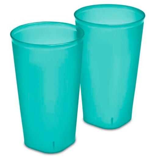 SET OF 2 TURQUOISE GLASSES. 32OZ.