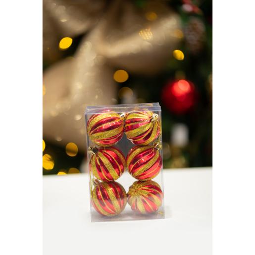 NAV. SET OF 6 STRIPED BALLS 6CM RO/DO