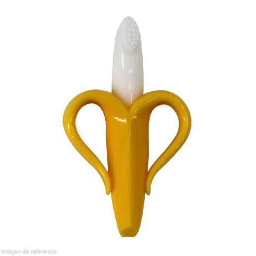 Banana-shaped teether and brush