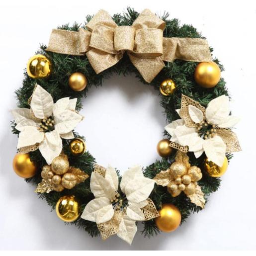 NAV. CHRISTMAS WREATH WITH GOLDEN FLOWERS