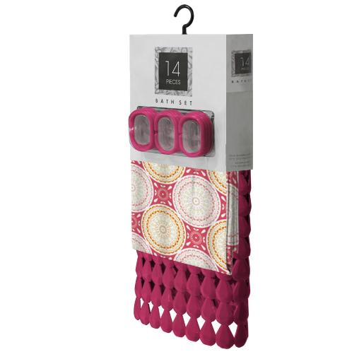 SET 14PC CORTINA+ALFOMBRA BANO ECHOL RO.