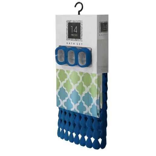 SET 14PC CORTINA+ALFOMBRA BANO TRI QUATR