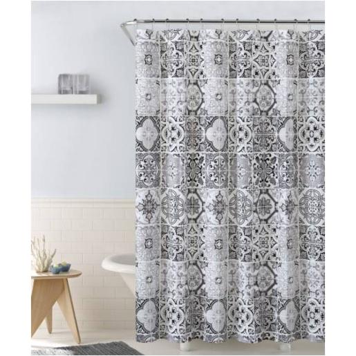 CORTINA P/ BANO C/ GANCHOS TILE NE.