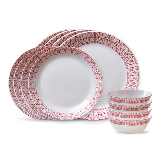 GRAPHIC STITCH DINNERWARE SET 12PCS
