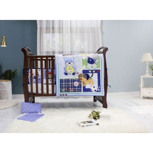 Set de colcha para cuna Luxe 5pzc Deportes azul