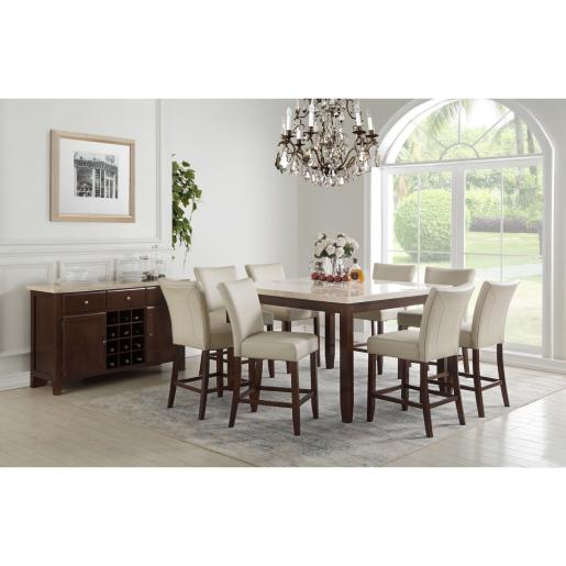 KEN HIGH DINING SET, 8 PERSONS, MARBLE