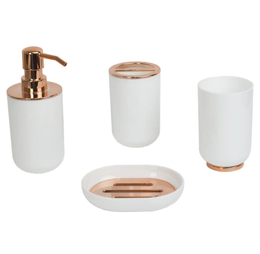SET D/ACCESORIO P/BANO ROSE GOLD 4PZS