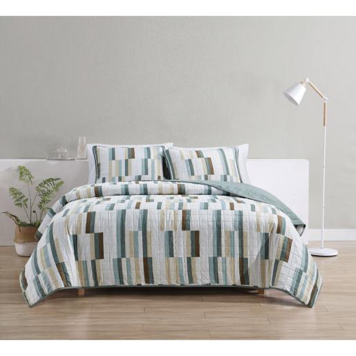 6PCS QUEEN STACKED LINE 2 BEDSPREAD SET