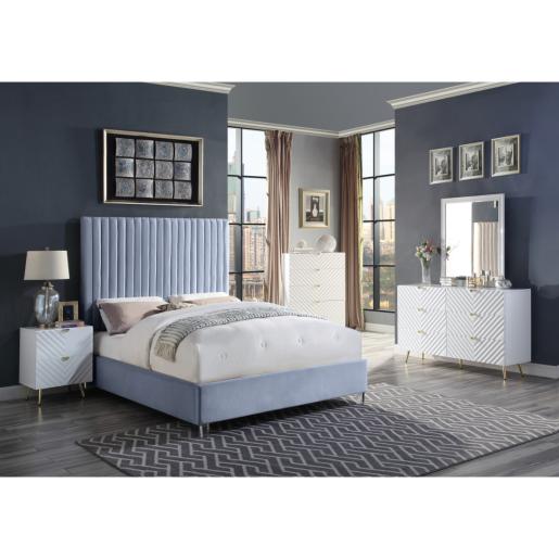 EDZIA KING GREY BED BASE