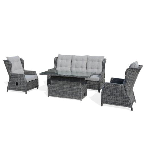 3-Piece Reclining Patio Set + Large Table