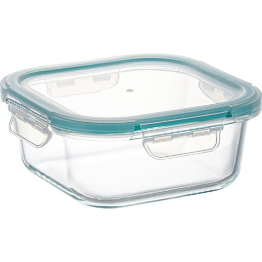 GLASS CONTAINER WITH SQUARE LID 800ML AZ.