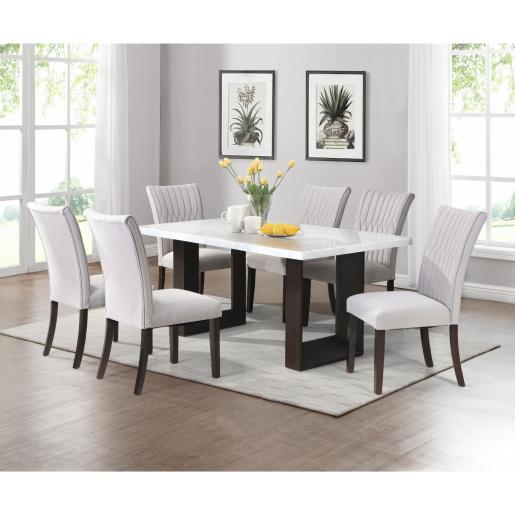 FORBES MARBLE DINING SET 6P BG.