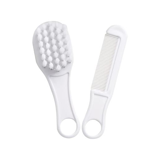 2-Piece Baby Brush and Comb Set, White