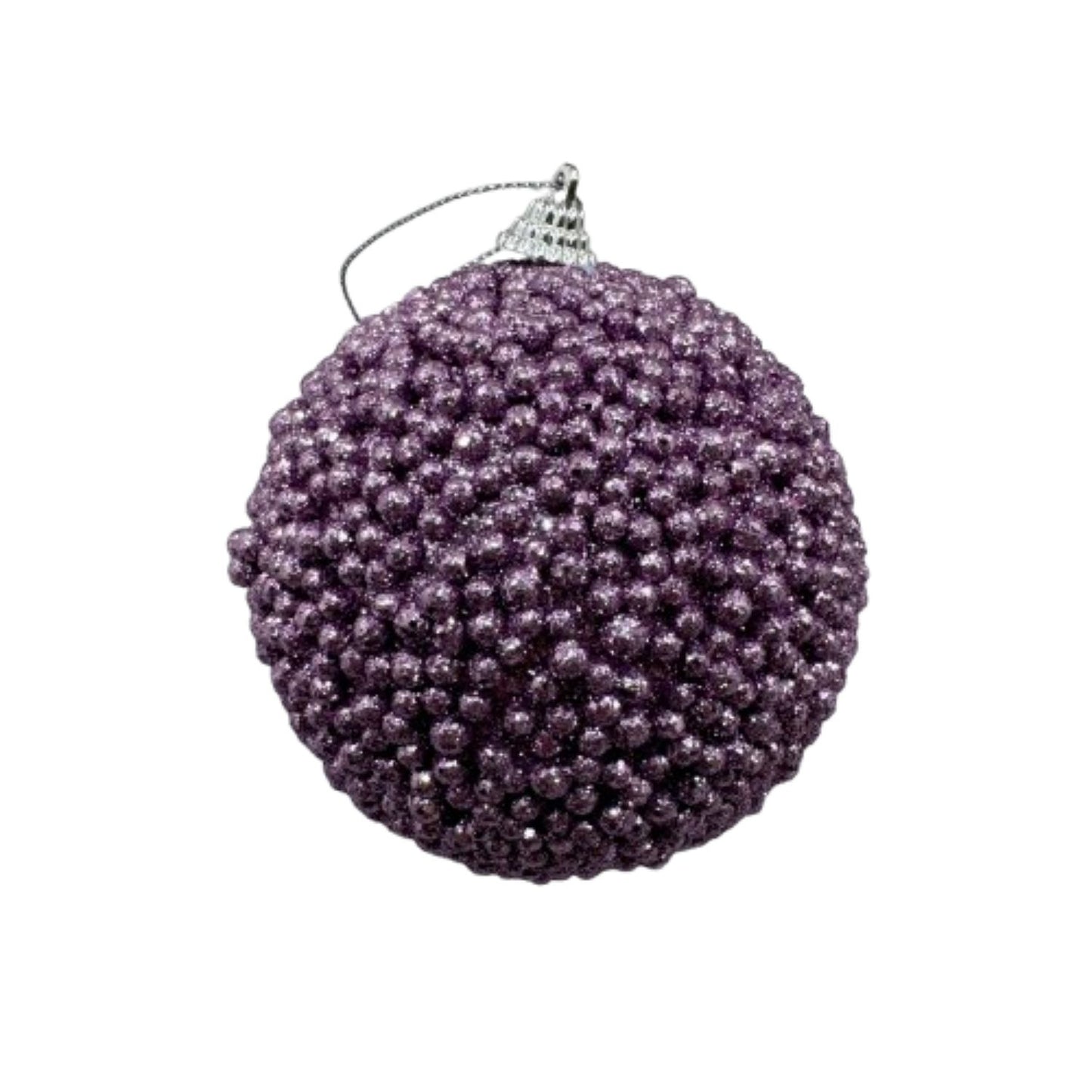 NAV. BALL SET2 10CM PURPLE GLITTER.