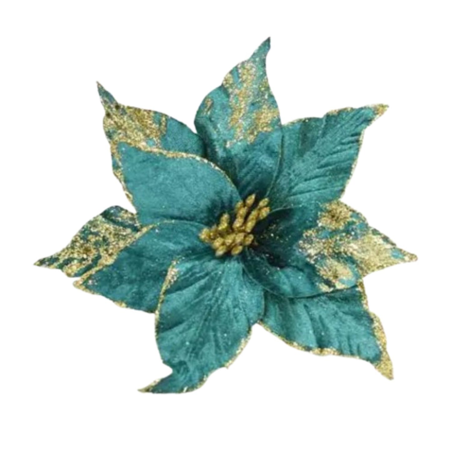 NAV. FLOR 26CM VERDE C/BRILLO DORA.