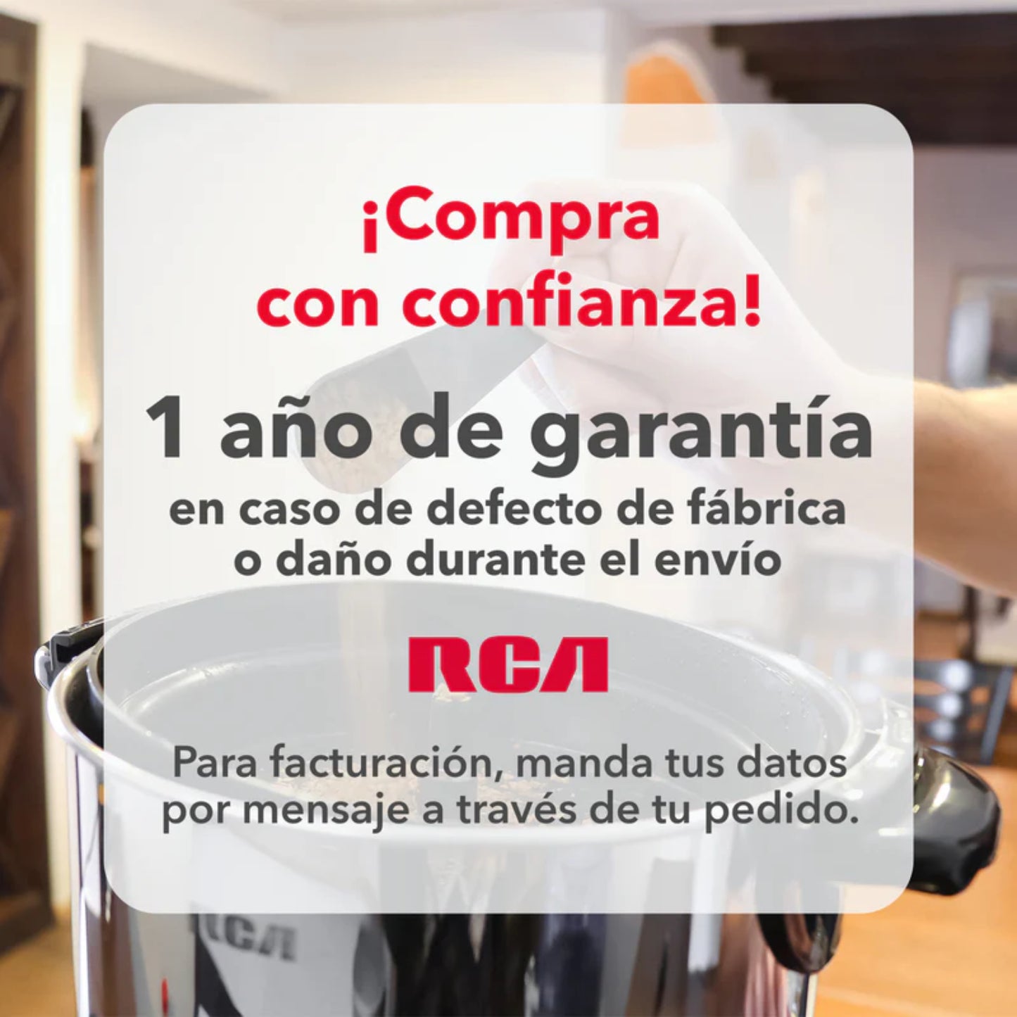 Percoladora RCA 40 Tazas Acero Inoxidable | 1000W + Asas Frías + Luz Indicadora | Modelo RCUR16