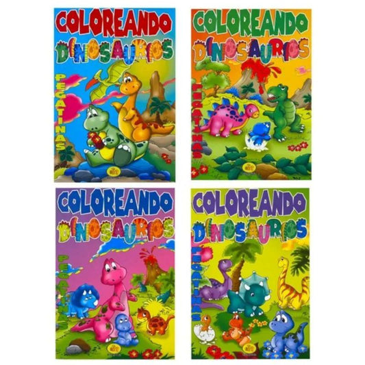 LIBRO COLOREANDO DINOS CON STICKERS SURT