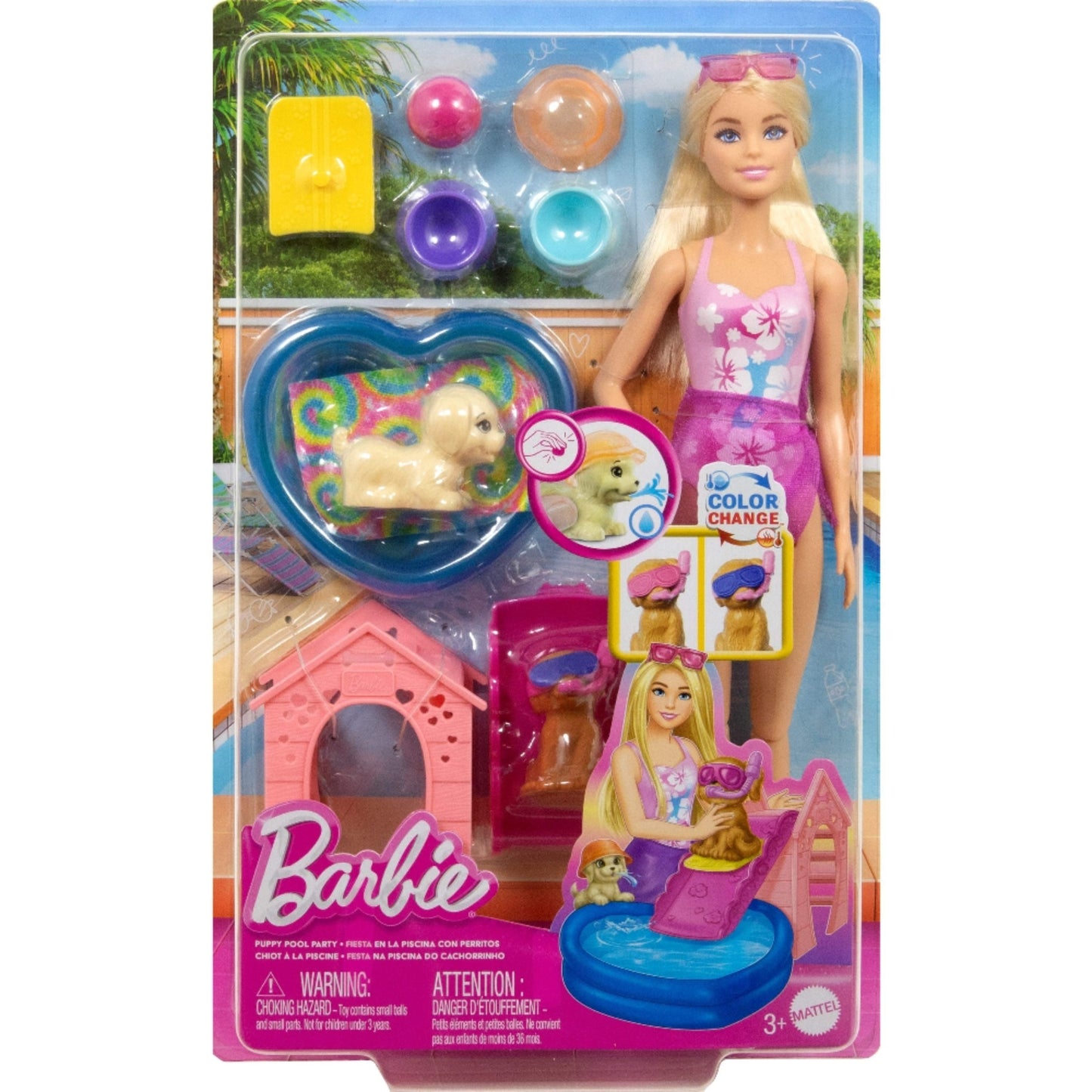 BARBIE MUNECA PERRITOS FIESTA EN PISCINA
