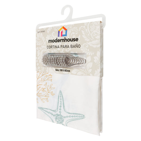 Cortina para Baño Modernhouse con Bordado Marino – 178 x 183 cm