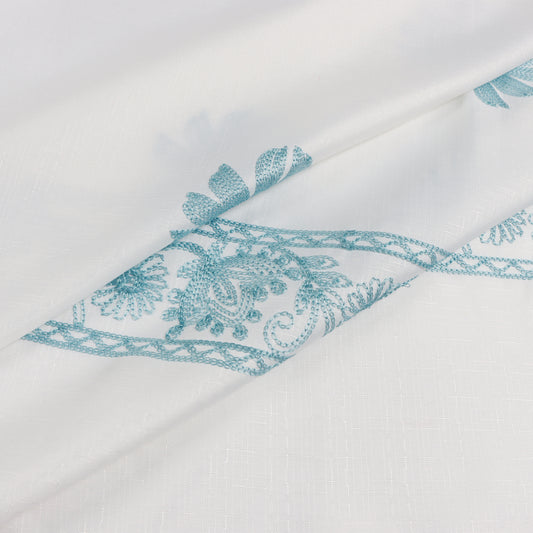 Cortina para Baño Modernhouse Bordado Floral Azul – 178 x 183 cm