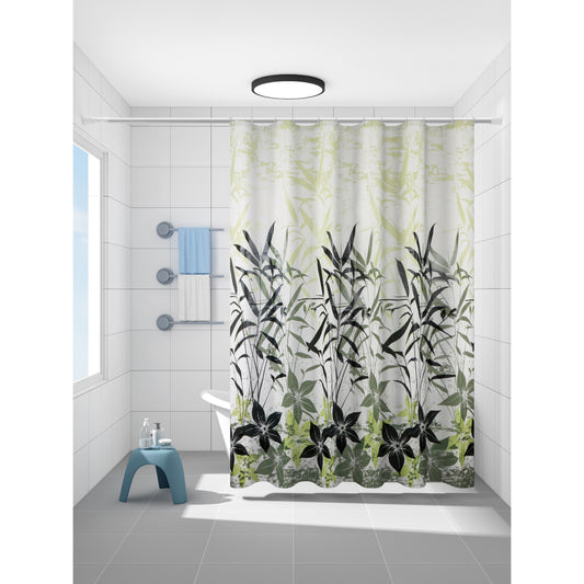Cortina para Baño Modernhouse 100% PEVA Verde y Negro – 178 x 183 cm