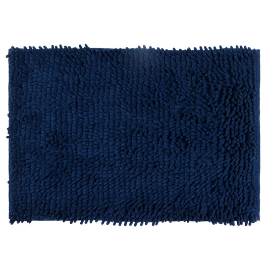 Set de Baño Modernhouse: Cortina 100% PEVA Damasco + Alfombra Chenille Azul Navy – 2 Pzs