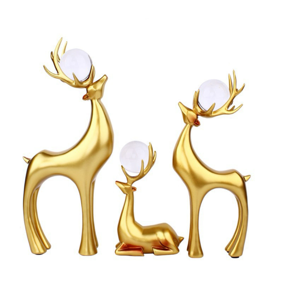 Set de Adornos Navideños de Venados - 3 Piezas, Color Dorado