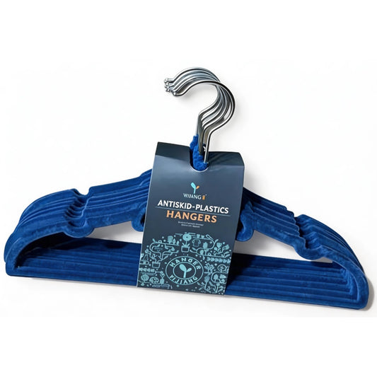 ganchos antideslizantes azules, vista frontal, organizador de ropa