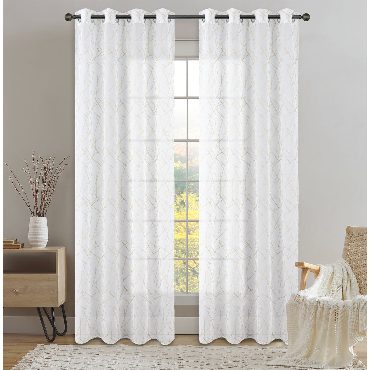 CORTINA SHEER CBORDADO BEIGE 53X90