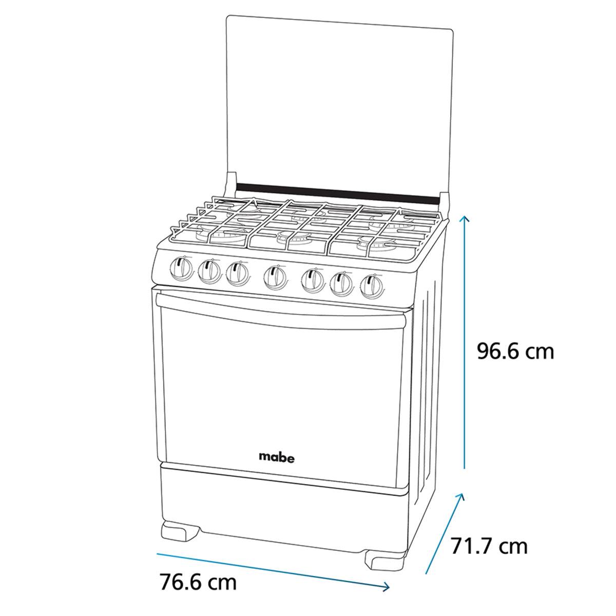 Estufa a Gas Mabe 30" Gris Capello WEM7659CFIS3 - 6 Quemadores