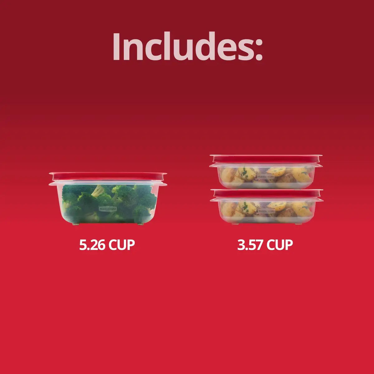Set 3 Recipientes Rubbermaid 0.1L (0.5 Tazas) – Sistema Hermético