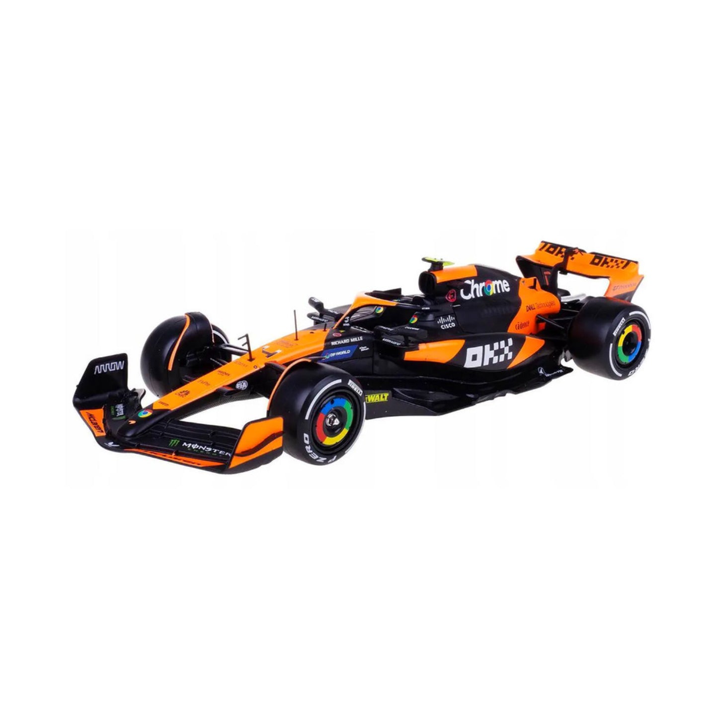 Carro F1 naranja lateral, detalle de diseño y velocidad