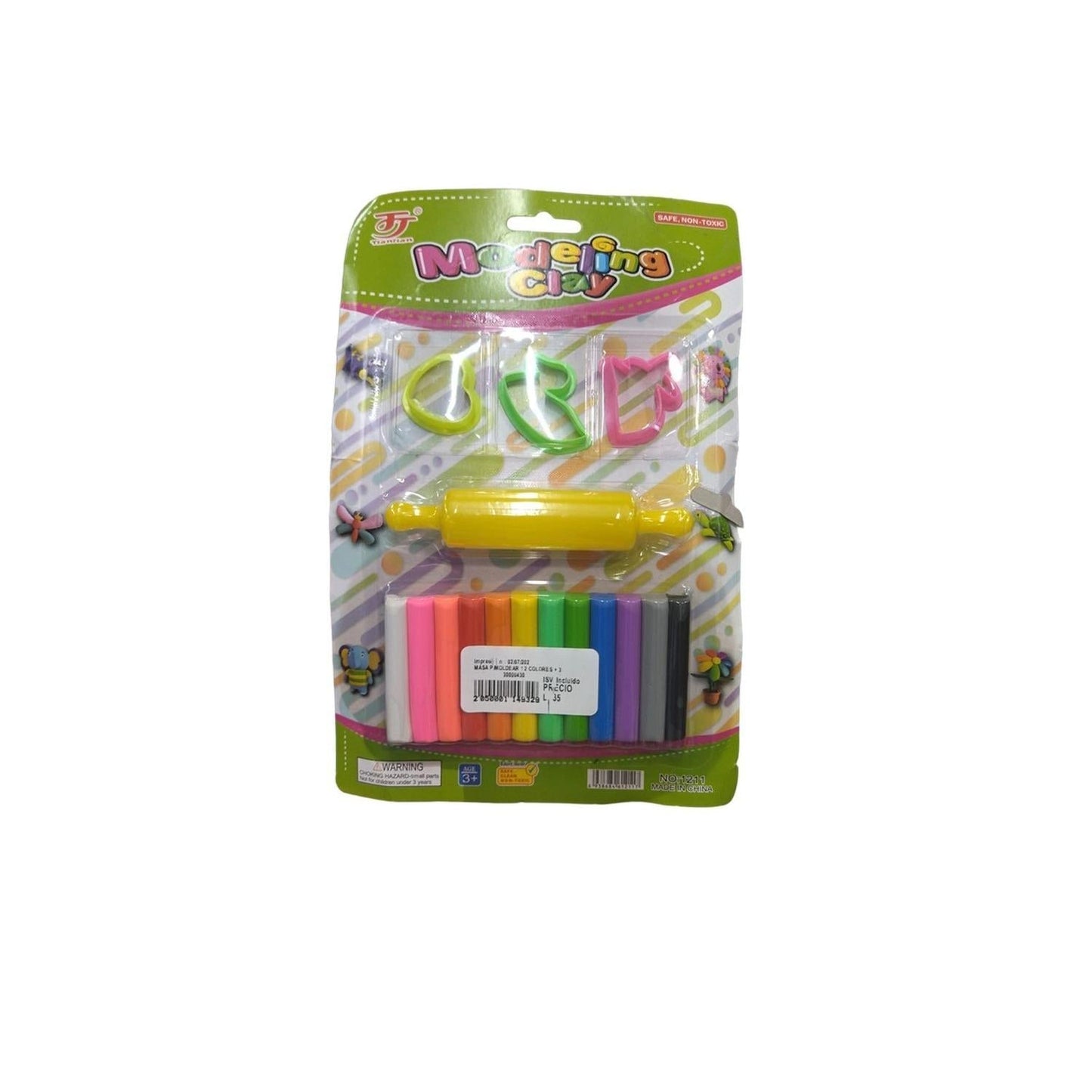 MASA P/MOLDEAR 12 COLORES + 3 MOLDES