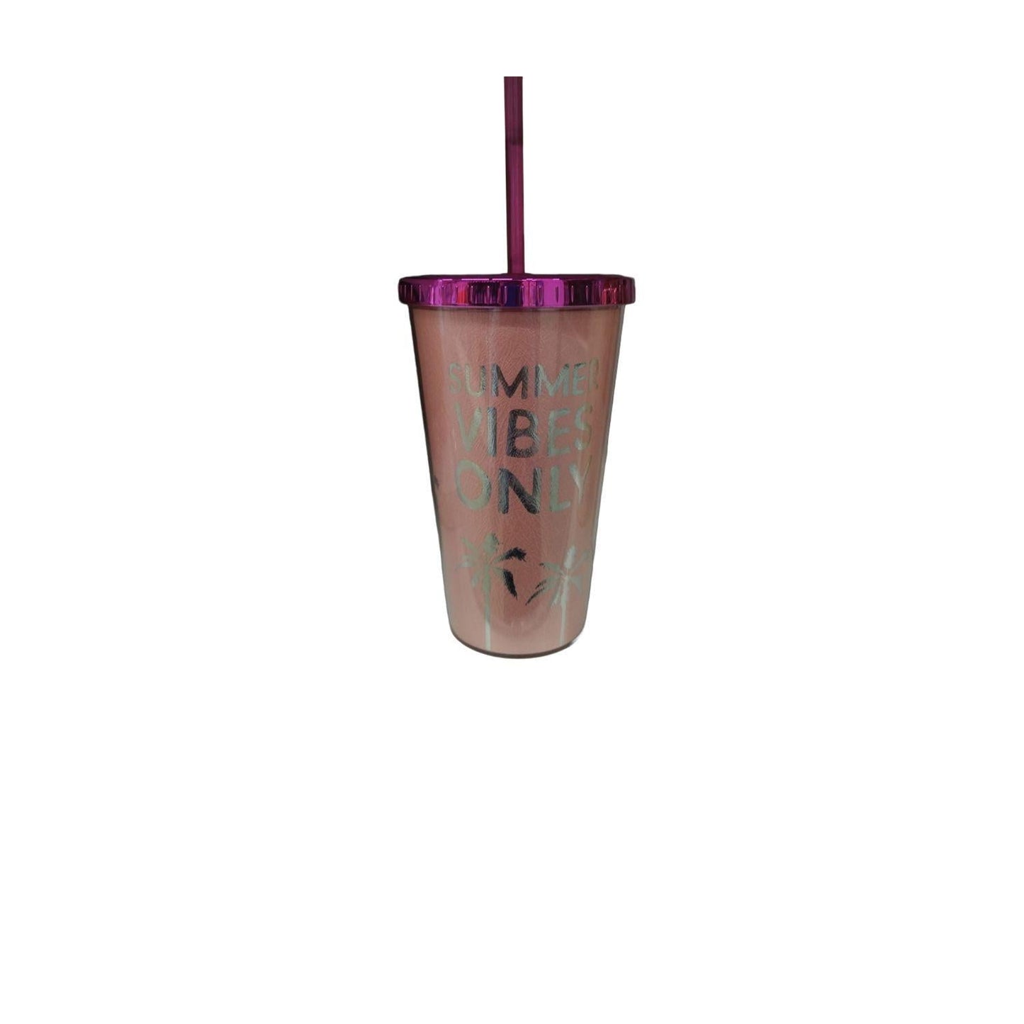 GLASS WITH STRAW 450ML PALMERA ASSORTED