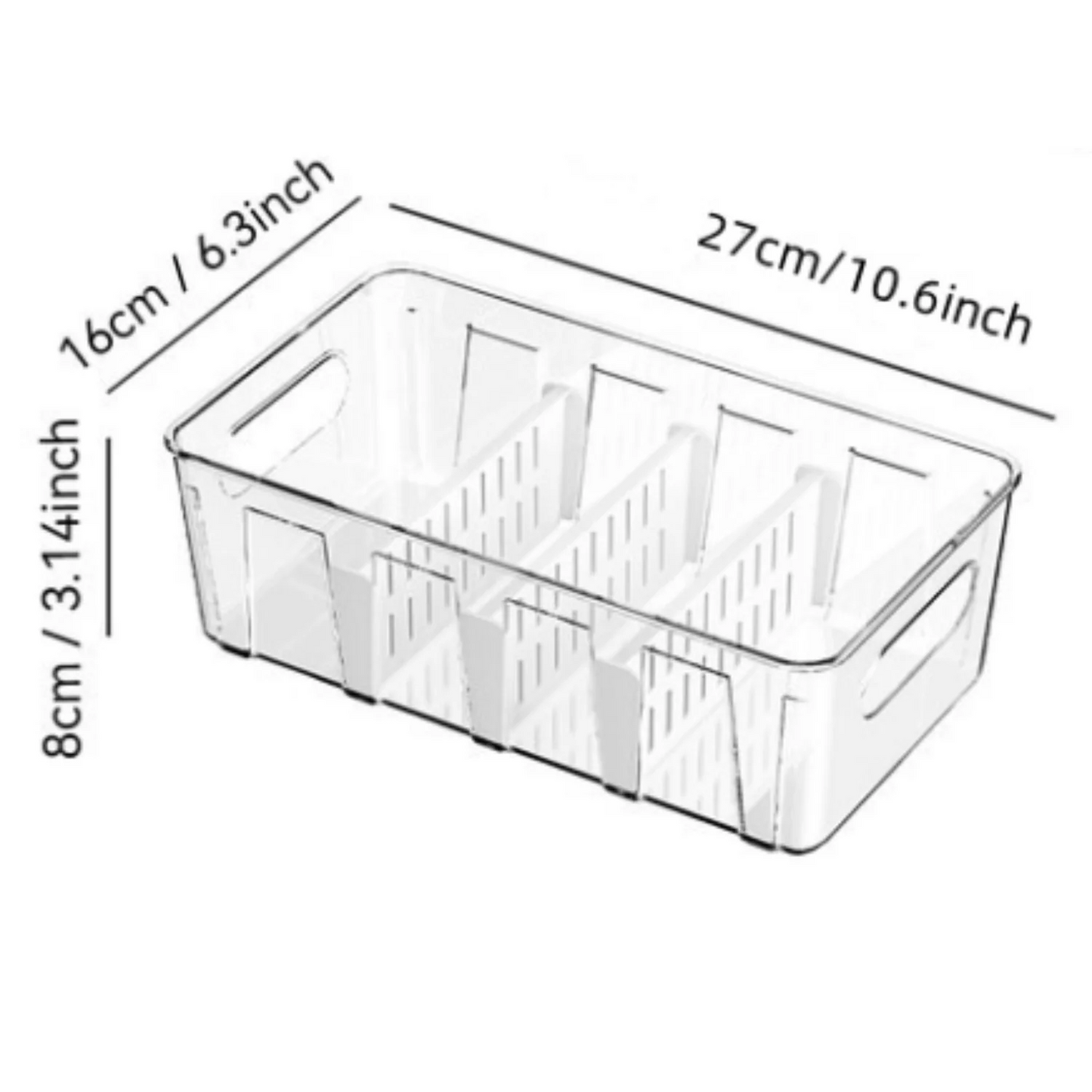 Acrylic organizer with dividers 16x27x8cm
