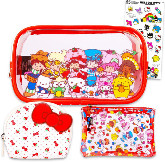 Set de 3 Bolsas Cosméticas Hello Kitty & Friends Sanrio con Stickers