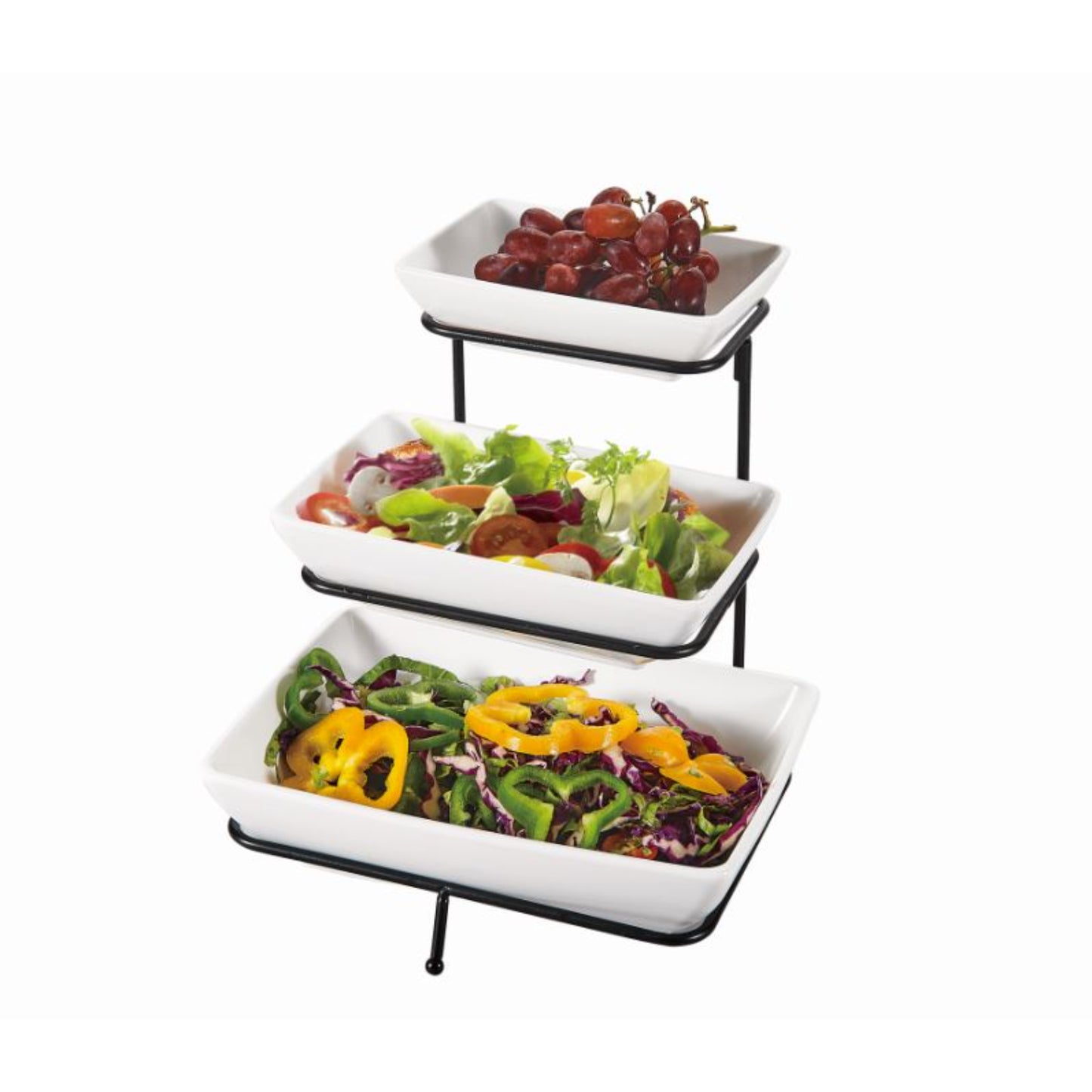 Set de Bowls para Servir con Soporte (4 Piezas) Blanco - HJ22806