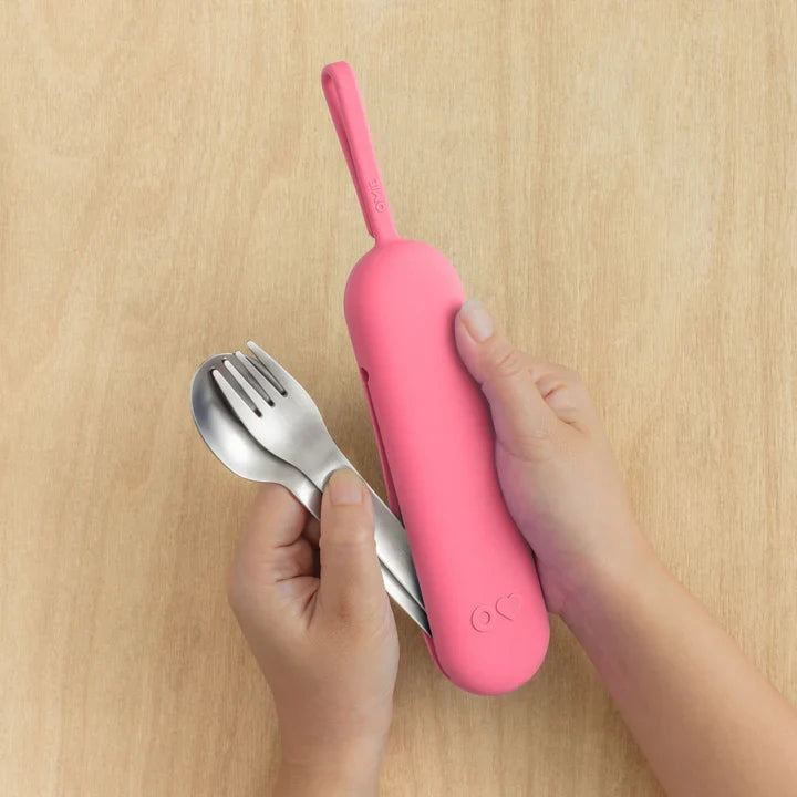 Set de Utensilios con Estuche para Lonchera OmieBox UP Blush OMUPFS01