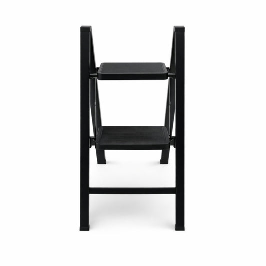 Escalera Plegable Slim de 3 Peldaños - Diseño Industrial Negro - 93 x 44 x 6 cm