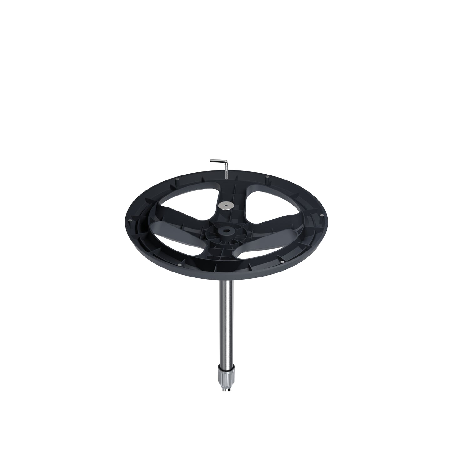 Ventilador NAVIA negro, vista superior, ideal para espacios abiertos