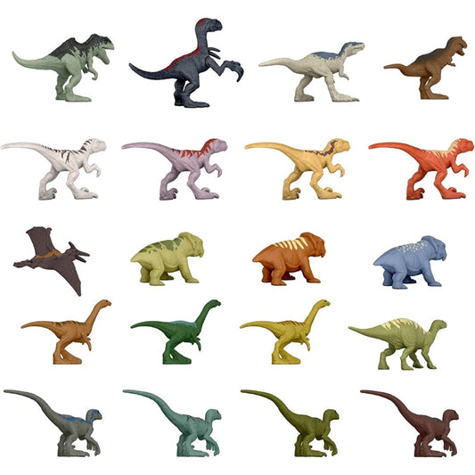 Figuras de dinosaurios de colores variados en conjunto, juguete educativo.