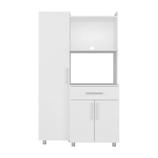 Alacena blanca moderna, vista frontal, ideal para cocinas pequeñas
