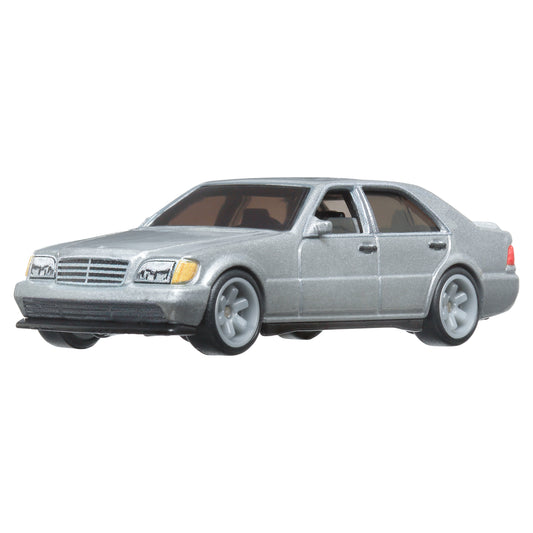 Auto Hot Wheels gris lateral, modelo clásico para coleccionistas