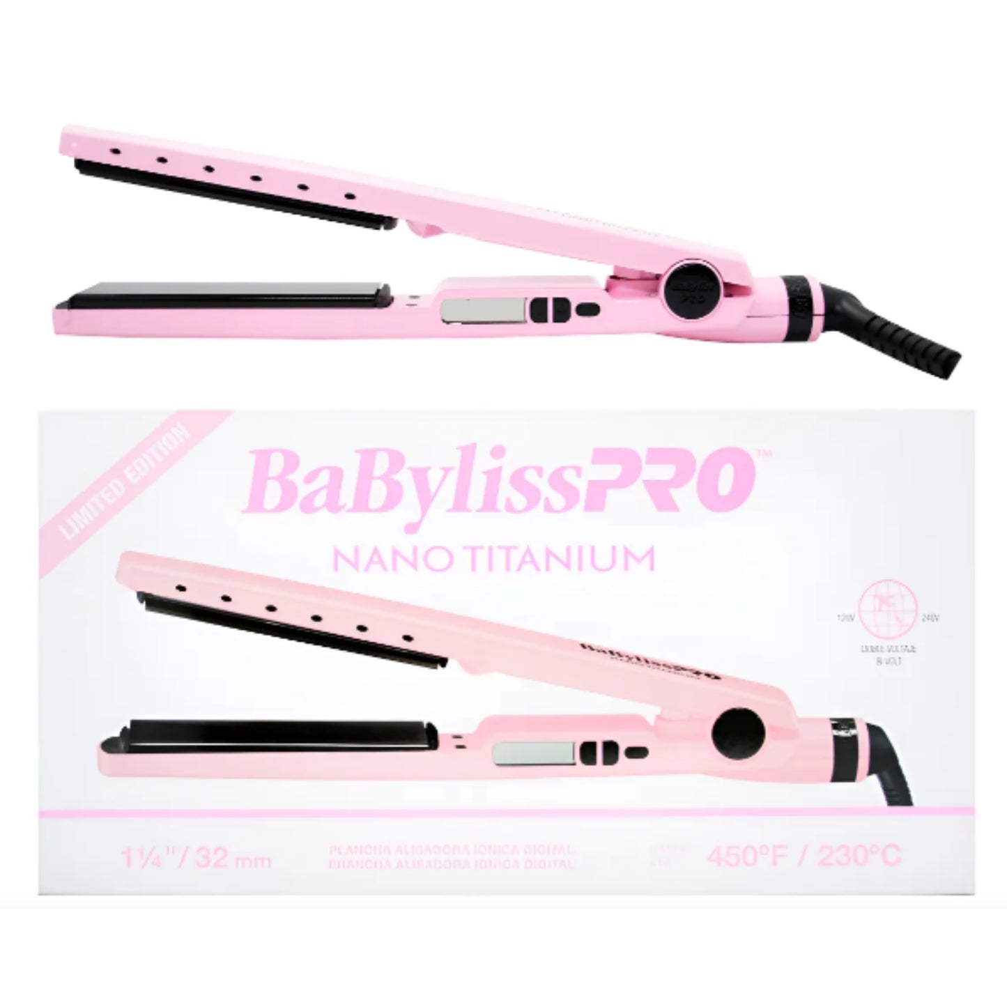 Planchas BABYLISS PRO LL0103 rosa con caja plancha de cabello nano titanium 32 mm 230C acabado profesional