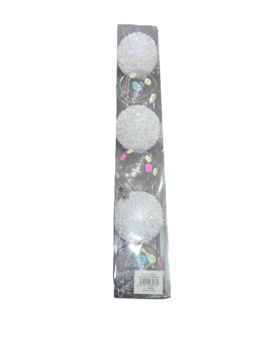 NAV. 6 PELOTAS 8CM BLANCO/TRANSPARENTE