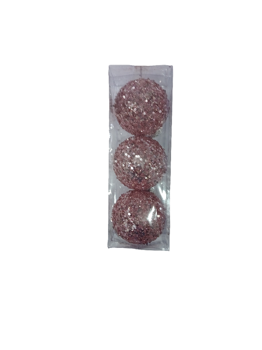 NAV. SET 3 PELOTAS ROSADO C/ESCARCHA