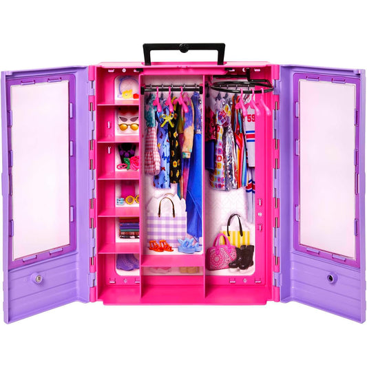 armario rosa Barbie con ropa y accesorios para muñeca Barbie