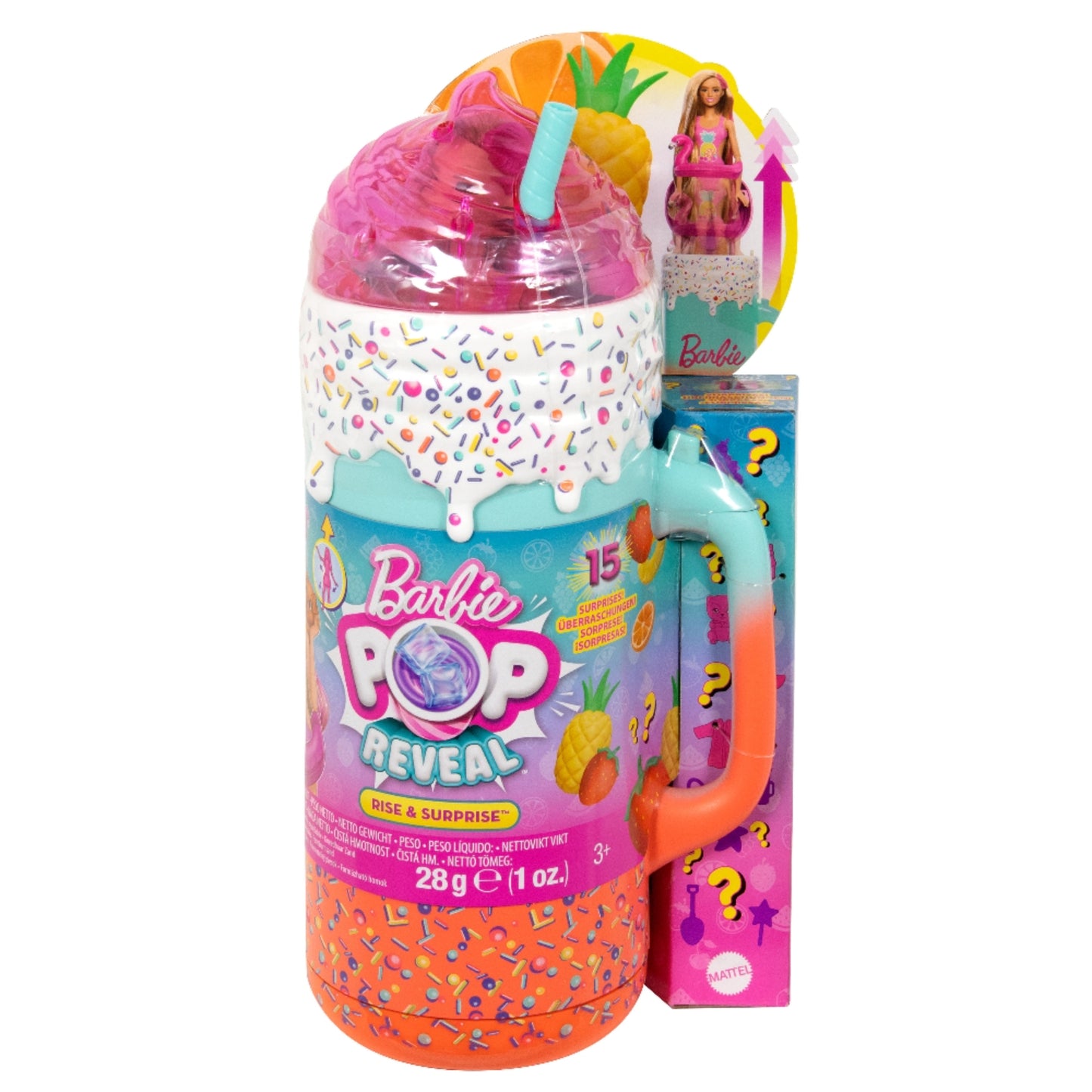 Barbie Pop Reveal colorido, muñeca oculta y sorbete, diversión sorpresa